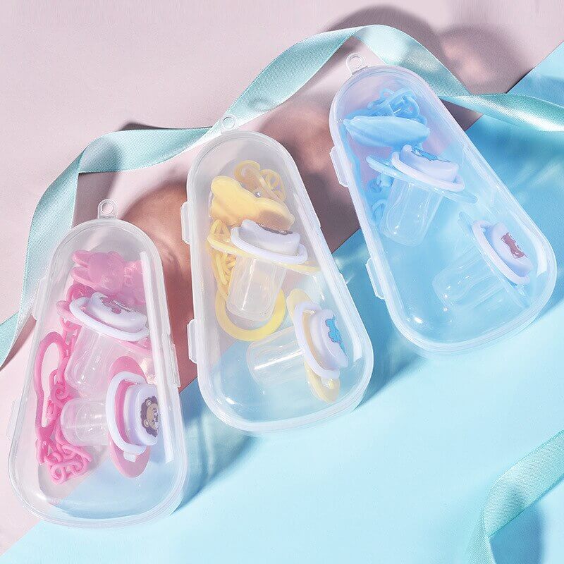 Baby Pacifier Set Silicone Nipples Chain Combination Baby Sleeping Pacifier With Storage Box.