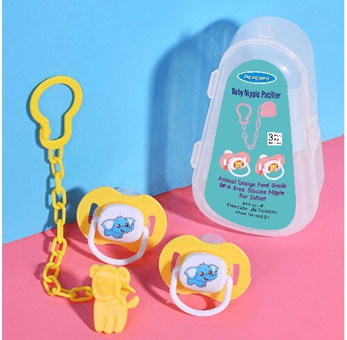 Baby Pacifier Set Silicone Nipples Chain Combination Baby Sleeping Pacifier With Storage Box.