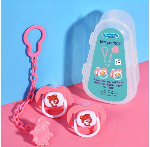 Baby Pacifier Set Silicone Nipples Chain Combination Baby Sleeping Pacifier With Storage Box.