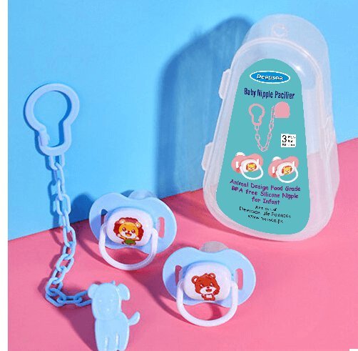 Baby Pacifier Set Silicone Nipples Chain Combination Baby Sleeping Pacifier With Storage Box.