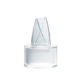 White silicone duckbill valve for breast pump on a white background