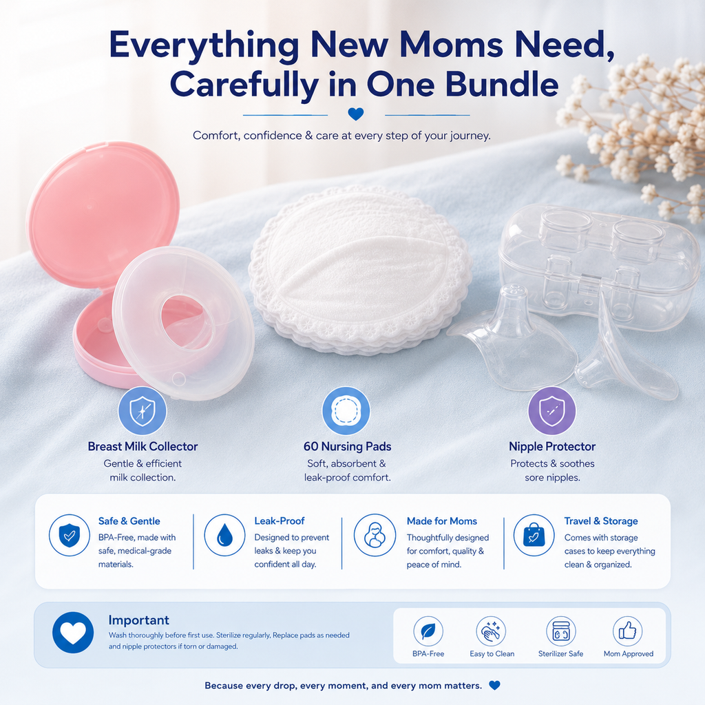 Deepsea New Mom Essentials Kit Contents — Milk Collector, Nursing Pads and Nipple Shield Detail View