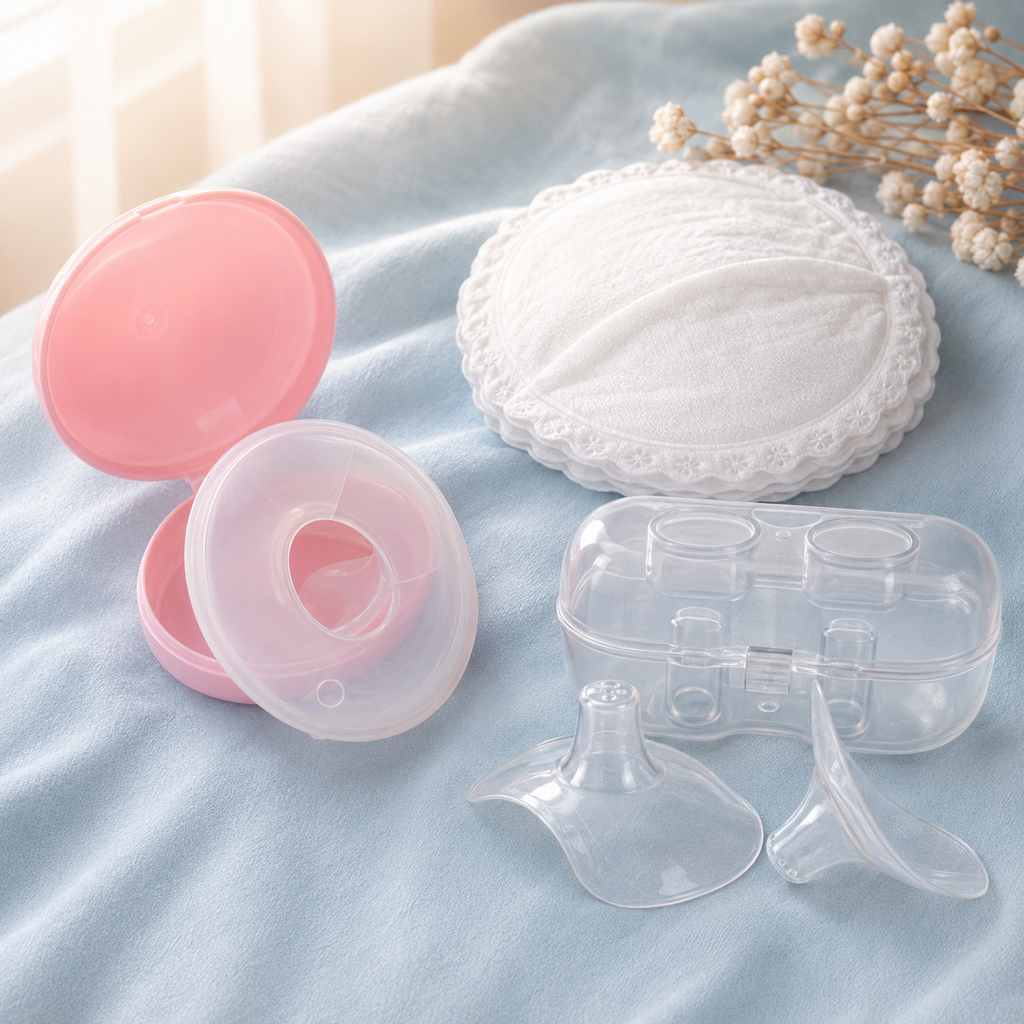 Mom Using Deepsea New Mom Essentials Kit Products for Postpartum Breastfeeding Care