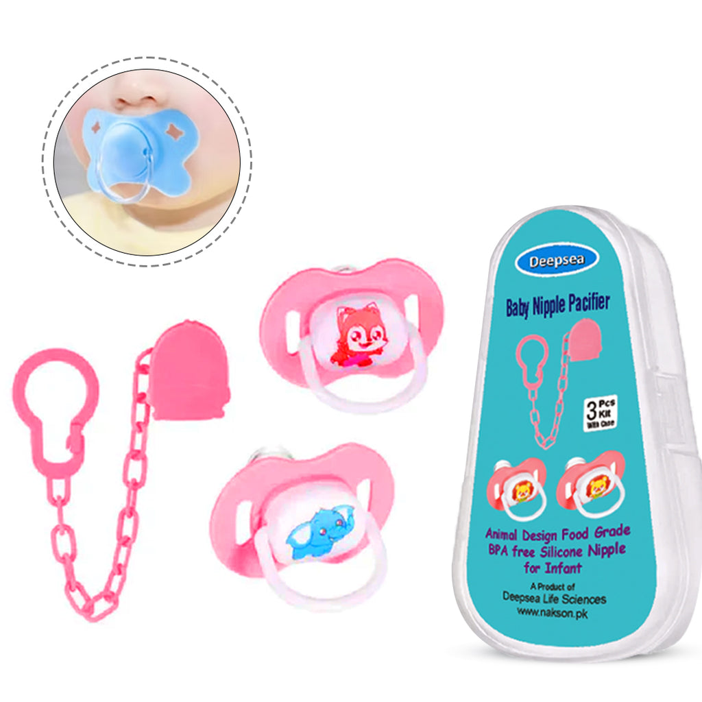 Baby Pacifier Set Silicone Nipples Chain Combination Baby Sleeping Pacifier With Storage Box.